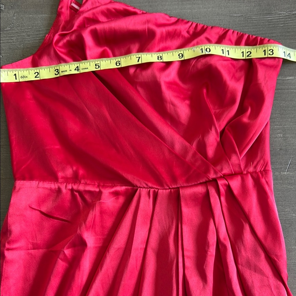 Lulus Law of Attraction Red Satin One-Shoulder Asymmetrical Midi Dress - Picture 6 of 8